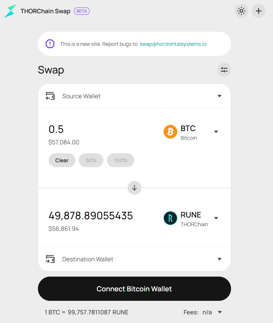 Thorchain swap website